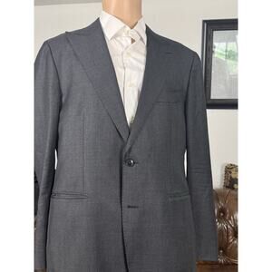 Suitsupply Charcoal Havana Peak Lapel Suit Jacket Sportcoat 44US Houndstooth